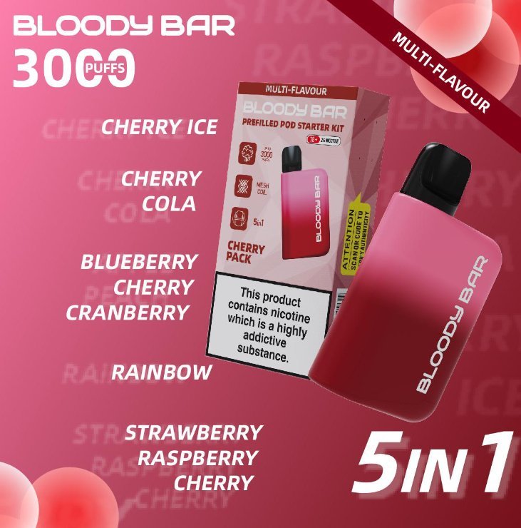 5 in 1 Bloody Mary 3000 Puffs Prefilled Pod Kit (Box of 5)