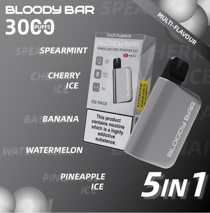 5 in 1 Bloody Mary 3000 Puffs Prefilled Pod Kit (Box of 5)