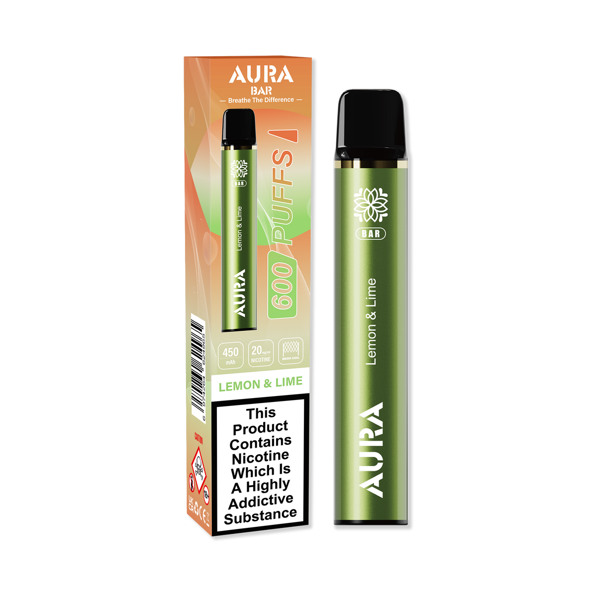 Aura Bar 600 Puffs Disposable Vape Pod Box of 10