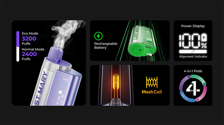 4 In 1 Lost Mary 3200 Puffs Pre-Filled Pod Vape Kit