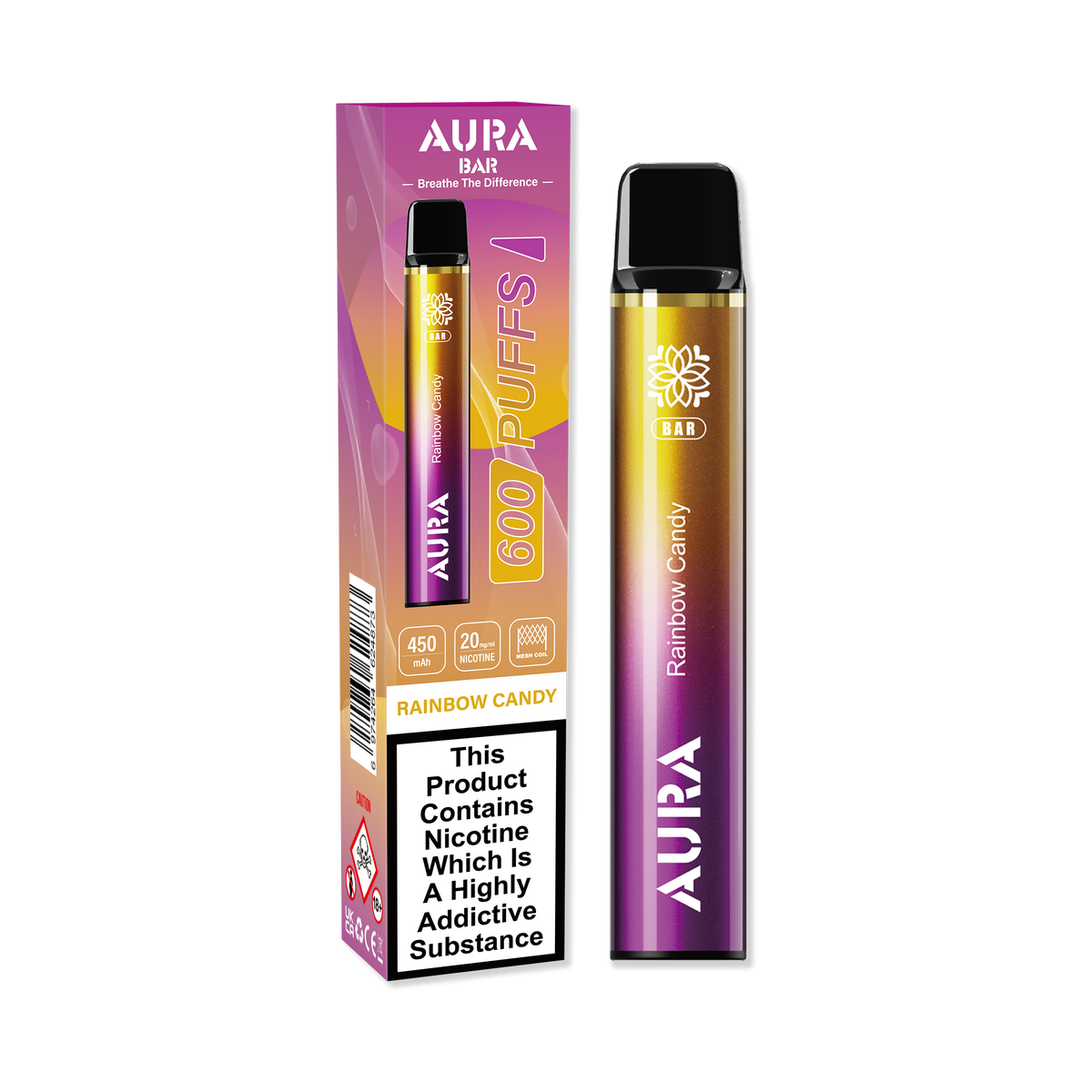 Aura Bar 600 Puffs Disposable Vape Pod Box of 10