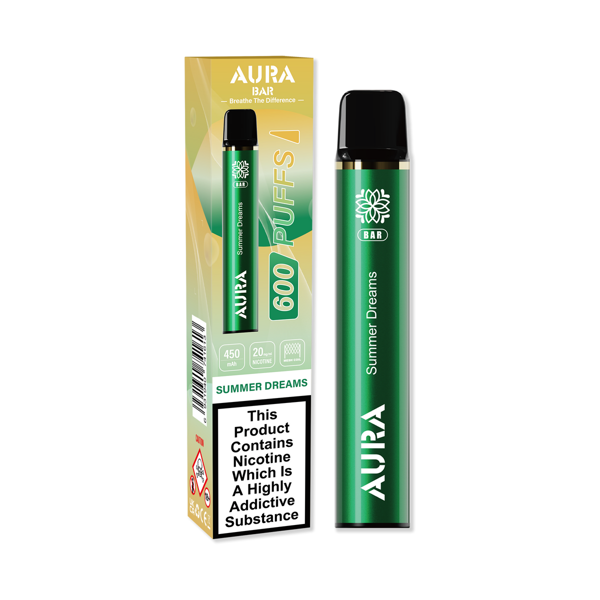 Aura Bar 600 Puffs Disposable Vape Pod Box of 10