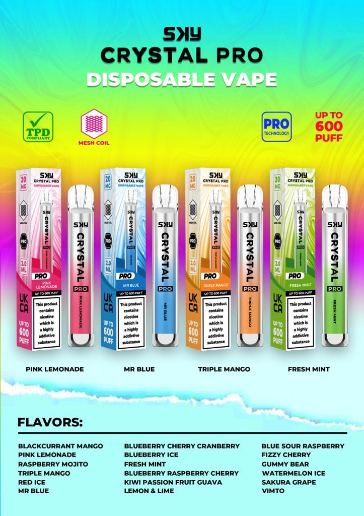 Crystal Pro Bar 600 Puffs Disposable Vape- pack of 10