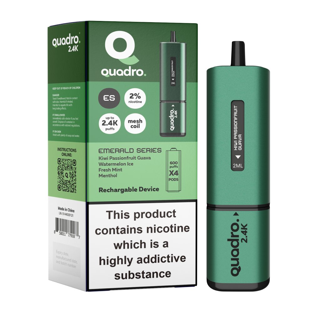 Quadro 2400 Puffs 4 in 1 Disposable Vape Pod Box of 5